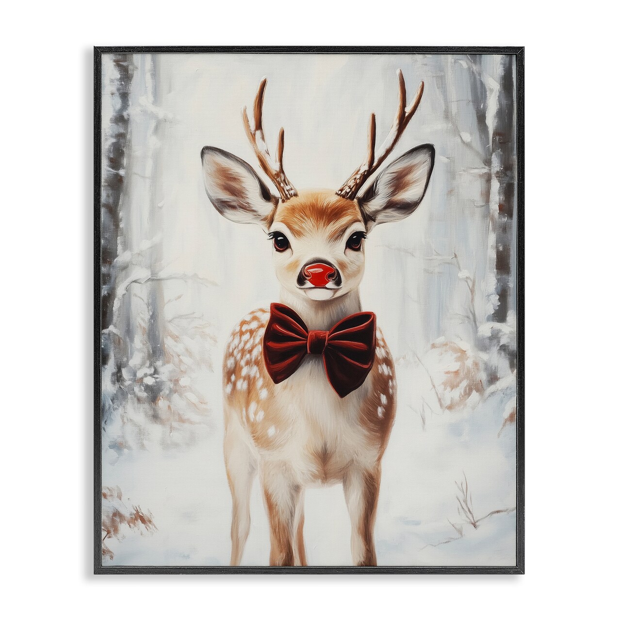 Stupell Industries Baby Reindeer with Red Nose Framed Giclee, design by Arlington Prints
